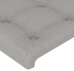 Cabeceira cama c/ luzes LED tecido 103x16x118/128cm cinza-claro