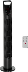 HOMCOM Ventoinha de Coluna com 3 Nivéis de Velocidade Temporizador 7,5h Potência 40W e Oscilação 70° Ø18x78,5 cm Preto | Aosom Portugal