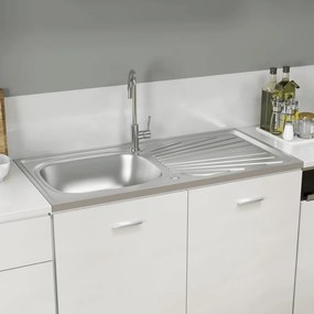 147236 vidaXL Lava-louça cozinha + escorredor aço inox prateado