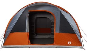Tenda familiar túnel p/ 7 pessoas impermeável cinzento/laranja