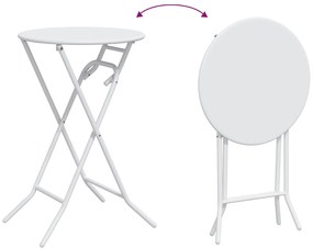 Mesa de Jardim Dobrável Branca Ø50x72 cm Aço