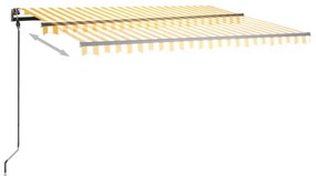 Toldo retrátil manual com luzes LED 4,5x3 m amarelo e branco