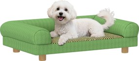 Sofá para cães e gatos, cama elevada, assento com tapete fresco, braços, em veludo macio, 63 x 41 x 17 cm, verde