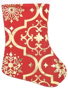 Saia de árvore de Natal luxuosa 122 cm com meia tecido vermelho