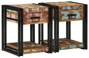 vidaXL Mesas de Cabeceira 2 pcs 40x40x50 cm Madeira Recuperada Sólida