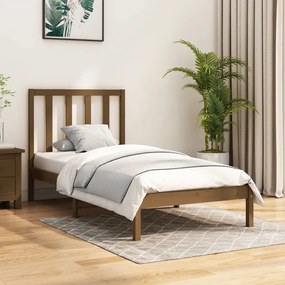 vidaXL Estrutura de cama 100x200 cm madeira pinho maciço castanho mel