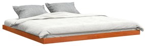 Estrutura de cama 200x200 cm pinho maciço castanho cera