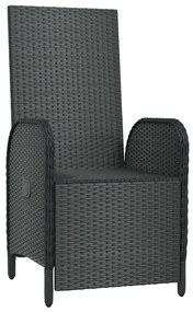 Poltronas reclináveis exterior c/ almofadões 2pcs vime PE preto