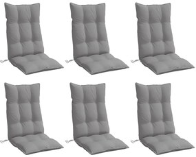 Almofadões p/ cadeira encosto alto 6 pcs tecido oxford cinzento