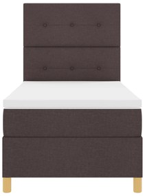 Cama Box Spring com Colchão Marrom Escuro 80x200 cm Tecido