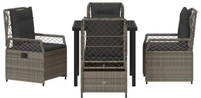 Conjunto de Jantar de Jardim 5 Peças Cinza em Rattan Sintético