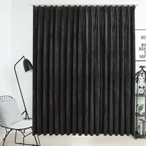 vidaXL Cortina blackout com ganchos 290x245 cm veludo antracite