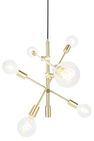 Candeeiro suspenso art déco latão mate 6 luzes - Sydney Design,Retro