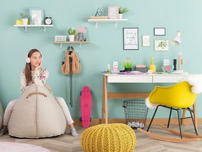 Pufe poltrona creme LINEN DROP Beliani