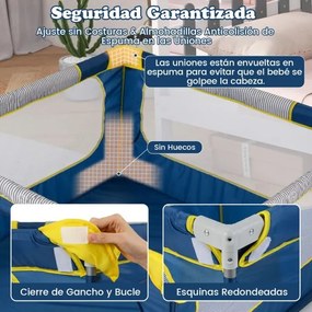 Parque infantil para bebés 127 x 127 x 72,5 cm com 50 bolas oceânicas e 4 pegas. Parque com porta com fecho de correr para 0-3 anos Azul.