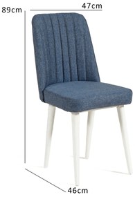 Cadeira Vina – Branco e Azul Escuro – 47 cm x 89 cm x 46 cm