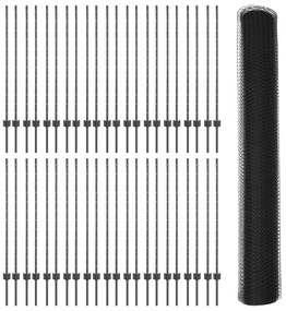 Postes de Cerca vidaXL 22 pcs U-Channel Cinza 120 cm Aço, Cerca Hexago