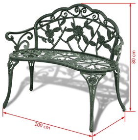 Banco de jardim 100 cm alumínio fundido verde