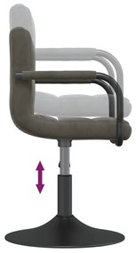 Cadeiras de jantar giratórias 2 pcs veludo cinzento-escuro