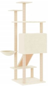 Árvore para gatos c/ postes arranhadores sisal 153 cm cor creme