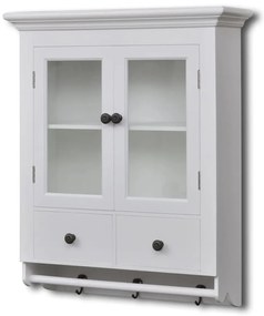 Armário de parede para cozinha com porta de vidro branco