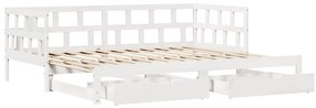 Sofá-cama com gavetão e gavetas sem colchão 90x200 cm branco