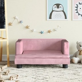 Sofá infantil 60x40x30 cm veludo rosa
