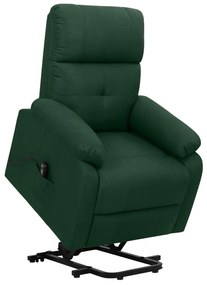 vidaXL Poltrona elevatória tecido verde-escuro