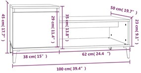 Mesa de centro 100x50x45 cm derivados madeira cinzento cimento