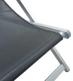 Cadeiras de praia dobráveis 2 pcs alumínio e textilene cinzento