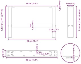 Pés para mesa de centro , brancos, 2 peças, 50x(30-31) cm, aço