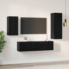 Conjunto de Estante para TV com prateleira 4 pcs Carvalho Preto