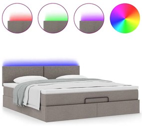 Estrutura de cama otomana com colchão tecido cinzento 160x200cm