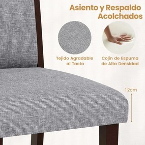 Conjunto de 2 cadeiras de jantar estofadas com assento acolchoado e encosto reclinável Pernas em madeira de borracha Alça Cinza + Castanho