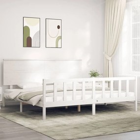 Cama sem colchão 200x200 cm madeira de pinho maciça branco
