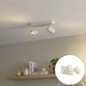 Foco de teto moderno bege 2 luzes ajustável - Jeana