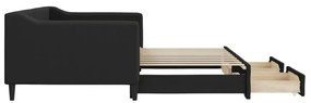 Sofá-cama com gavetão e gavetas 90x190 cm tecido preto