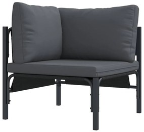 Conjunto de Sofá de Jardim 8 pcs Cinzento-escuro Aço