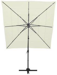 Guarda-sol de jardim com poste de alumínio 250x250 cm areia