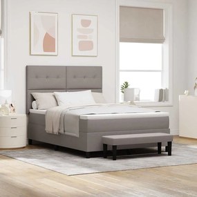 vidaXL Cama Box Spring com Colchão e Banco Taupe 140x190 cm Tecido