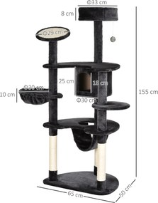 PawHut Árvore Arranhador para Gatos Grande Altura 155cm Torre de Escal