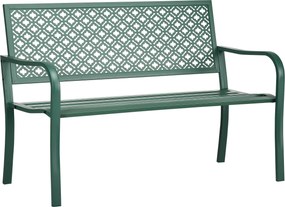 Banco de jardim de exterior em aço com encosto com padrão floral para 2 pessoas, 127 x 63 x 83 cm, verde escuro