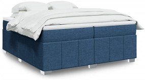 vidaXL Cama com molas/colchão 200x200 cm tecido azul