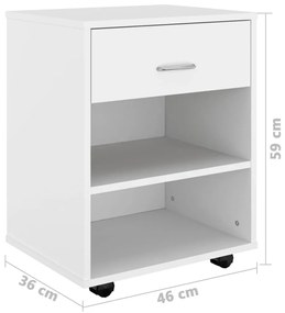 Móvel com rodas 46x36x59 cm derivados de madeira branco