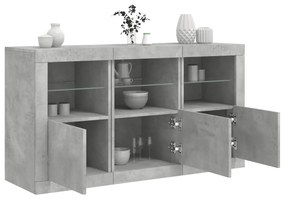 vidaXL Aparador com luzes LED 123x37x67 cm cinzento cimento