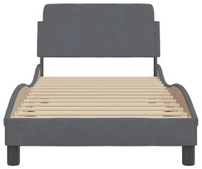 Estrutura de cama sem colchão 80x200 cm veludo cinzento-escuro