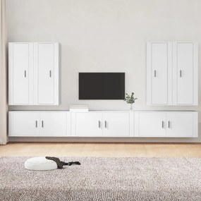 Conjunto móveis de TV 7 pcs madeira processada branco