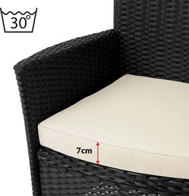 Conjunto de 2 cadeiras de jardim em Polyrattan empilháveis preto/creme