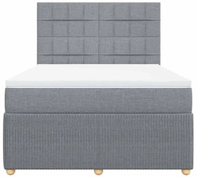 Cama com molas/colchão 140x200 cm tecido cinzento-claro
