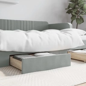 833916 vidaXL Gavetas de cama 2 pcs derivados de madeira e veludo cinza-claro